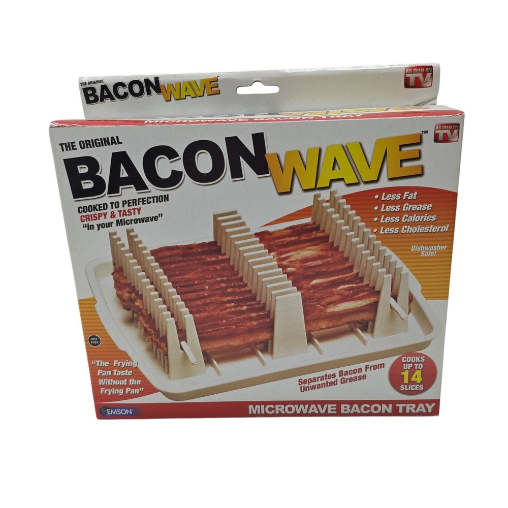 Emson Bacon Wave Microwave Bacon Tray Cooker Cooks Up To 14 Slices BPA Free NEW